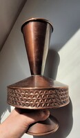 Retro geometrikus mintájú és formájú réz váza (26cm)