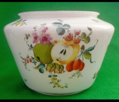 Antik Herendi dúsan kézi festett gyümölcs mintás 16 cm váza 1860-1870 évek