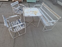 Antik kerti garnitúra régi kerti szett retro csővázas bauhaus kerti pad kerti székek kerti asztal