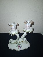 Hollóházi 2 ágú barokk gyertyatartó porcelán szép állapotban