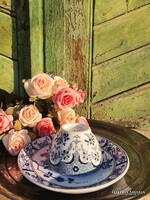 Antik Sarreguemines kávés csésze és csészealj