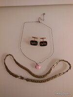 ÉKSZER - 3 db   - EZÜSTÖZÖTT - MANDZSETTA - 2 x 2 cm - LÁNC -.48 cm - 45 cm - HIBÁTLAN