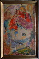 Hován László  1920-1990: Kubista óvárosi utca: Eredetiség igazolással SZÁMLÁVAL