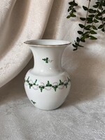 Klasszikus magyar Herendi porcelán váza arany szegéllyel zöld petrezselyem mintával
