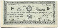10 kreuzer krajczár krajcár 1849 Almásy Ritka Egy gyenge hajtás középen.