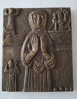Egino Weinert  bronz dombormű (plakett), amely Szent Mónikát ábrázolja.  11 x 9 ,3 cm