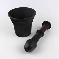 1Y544 Antik 18. századi különleges alakú öntöttvas mozsár 9 cm