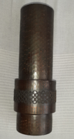 Retro copper vase with lace-like delicate intricate decoration
