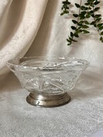 Jelzett ezüst talpas csiszolt kristály asztali kínáló / bonbonier / asztalközép