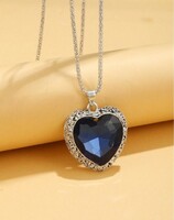 Óceán Szíve Nyaklánc Kristály Medál 925 Tiszta Ezüstözött Nemesfém Hipoallergén + Ékszerdoboz. Új.