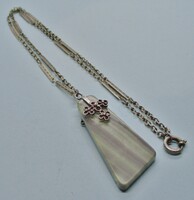 Csodaszép antik ezüst nyaklánc díszes kétoldalas nagy jáspis medállal