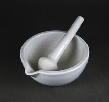 1Z231 Régi Zsolnay porcelán patika mozsár gyógyszerész mozsár törővel 13.7 cm