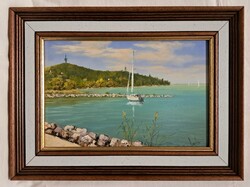 KERETES FIX AKCIÓS ÁR! Lantos György "Fonyódi part" c. festménye minőségi keretben