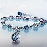 Óceán Szíve Karkötő Kristály És 5A Cirkónia Kövekkel Nemesfém Hipoallergén + Ékszerdoboz. Új.