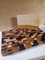 2 db Egyedi kézműves vágódeszka kemény fából bütüs nagyméretű vastag mozaik káosz különleges egyedi