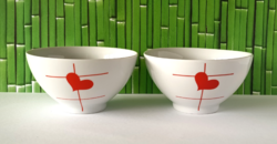 2 DB RETRO ALFÖLDI PORCELÁN SZÍVECSKÉS MŰZLIS TÁL