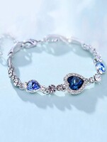 Óceán Szíve Karkötő Kristály És 5A Cirkónia Kövekkel Nemesfém Hipoallergén + Ékszerdoboz. Új.