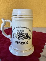 Debreceni agrártudományi egyetem hollóházi porcelán sörös korsó.