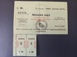 1940 Motalkó jegy motorkerékpár benzinjegy Orosháza pecséttel