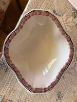 Porcelán mély kínáló tál 26 cm, rózsás-fekete peremdísszel