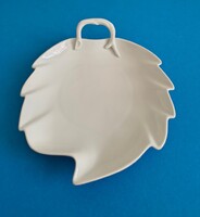 Herendi porcelán festetlen fehér levél alakú kínáló