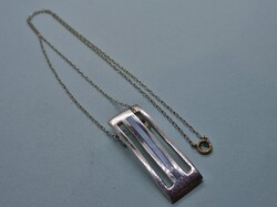 Szép art deco jellegű ezüst medál világoskék gyöngyházzal ezüstláncon