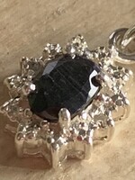 EZÜST ,LÁNC MEDÁLLAL és FÜLBEVALÓVAL-zafirral ,cirkonnal-jelzett-925