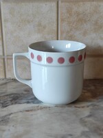 Alföldi retro porcelán bögre rózsaszín/ fakó korall pöttyökkel
