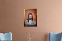 Prima díjas művésztől Jézus szeretete. 63x83cm arany keret, +tanúsítvánnyal. Károlyfi Zsófia (1952-)