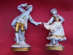 Táncos pár- rokokó figurapár Sitzendorf porcelán