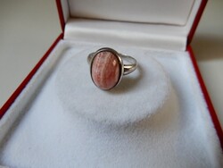 Régi ezüst gyűrű csiszolt rodokrozit kővel