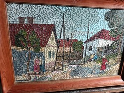 Szocreál alkotás, festmény és mozaik