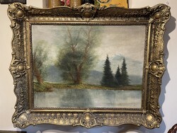 Szepesi Kuszka Jenő - Tavasszal a tónál..80x100cm kerettel!!!