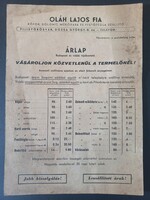 1930–40s Oláh Lajos Fia Pilisvörösvár kőpor dolomit festőtégla árjegyzék