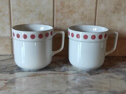 Alföldi retro porcelán bögre darabáron rózsaszín/ fakó korall pöttyökkel