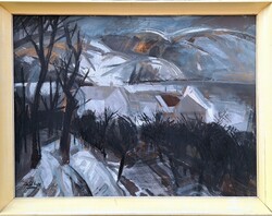 Gaál Imre (1922-1964) : Téli táj, Képcsarnokos, 60x80cm.
