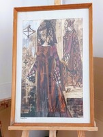 Milan Corba jelmezterv festmény 49x72 cm kerettel