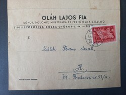 1949 Pilisvörösvár Oláh Lajos Fia üzleti levélboríték 8f bélyegzővel