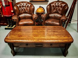 Tömör tölgyfa fiókos dohányzóasztal kiváló állapotban , masszív minőségi nappali asztal (dohányzó)