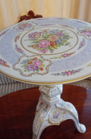 Porcelán kézzel festett nagy méretű asztal, lerakó, posztamens. 70 cm!