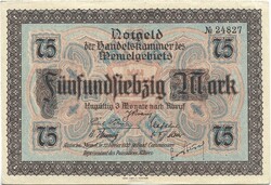 75 márka 1922.02.22. Németország Litvánia Memel megszállási pénz hajtatlan