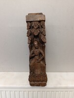 Indiai szobor hindu dombormű faragott fa hinduizmus zene szertartási tánc 358 6515