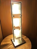 Asztali lámpa  szálcsiszolt INOX (rozsdamentes acél) és üveglapok.Alkudható!