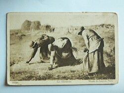 Képeslap: művészlap/reklám - Jean-François Millet: Kalászszedők (1857); Margarine Regina reklámmal