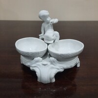 Fehér Herendi porcelán barokk puttós só-bors tartó