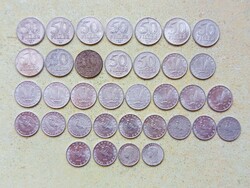 Magyarország 35 db Különböző Érme 5 10 20 50 Fillér 1959-1992