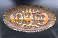 Antikolt absztrakt mintás vörösréz falikép