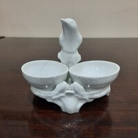 Fehér Herendi porcelán barokk madár fogós só-bors tartó