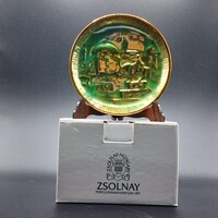 Zsolnay Eozin Pécsi Szuvenír Dísztálka – Eredeti Dobozában