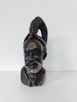 Afrikai szobor uralkodó érfi fej antik patinás festett kő büszt Zimbabwe 835 6528